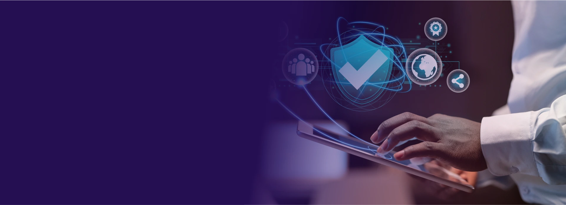 Cybersecurity graphics on tablet